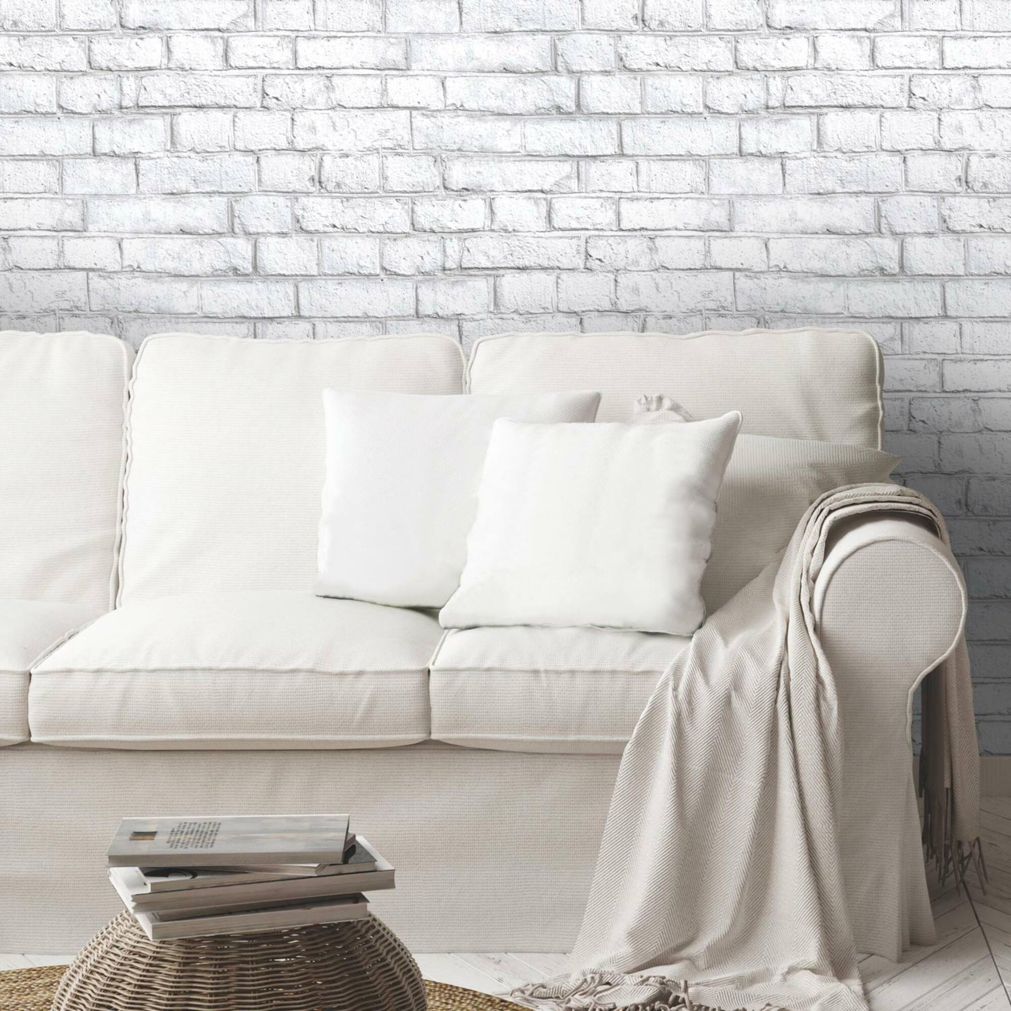 RoomMates White Brick Peel & Stick Wallpaper